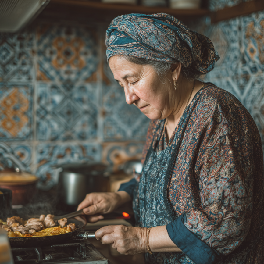 Keksa juft sog'lom ovqat tayyorlaydi